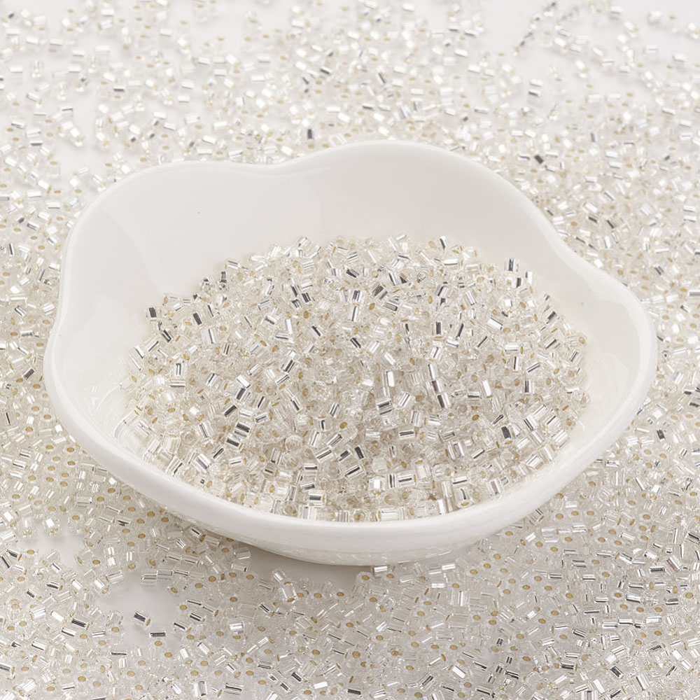 PandaHall TOHO&reg Japan Import Seed Beads, Glass Bugle Beads, 11/0, Hexagon 2-cut, Silver Lined Crystal, 2x2mm, Hole: 0.6mm; about...