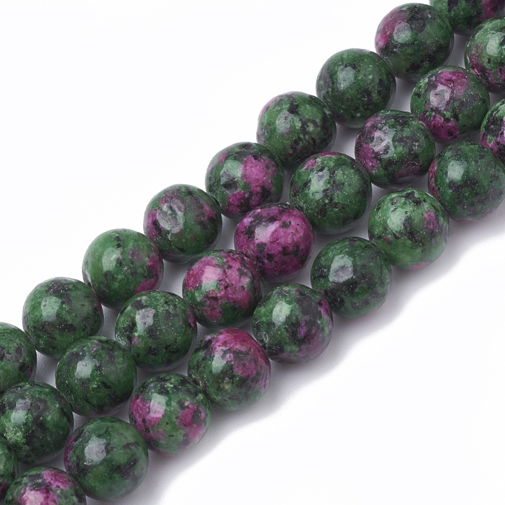 PandaHall Natural Ruby in Zoisite Beads Strands, Dyed, Round, 12mm, Hole: 1mm; about 34pcs/strand, 15.7" Ruby in Zoisite Round