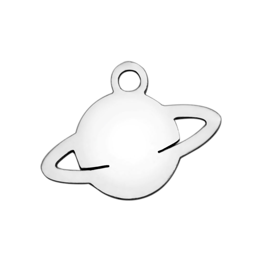 PandaHall 304 Stainless Steel Charms, Planet, Stainless Steel Color, 10.4x14.3x1mm, Hole: 1.5mm Stainless Steel Others