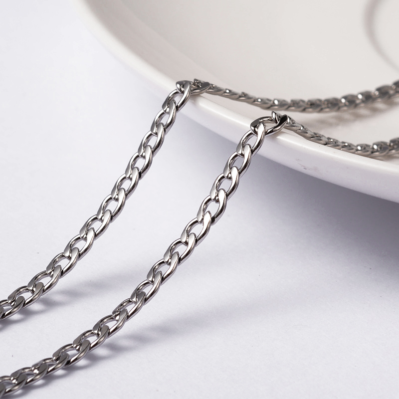PandaHall 304 Stainless Steel Twisted Chain Curb Chains, with Spool, Stainless Steel Color, 5x3x0.8mm; about 10m/roll Stainless Steel