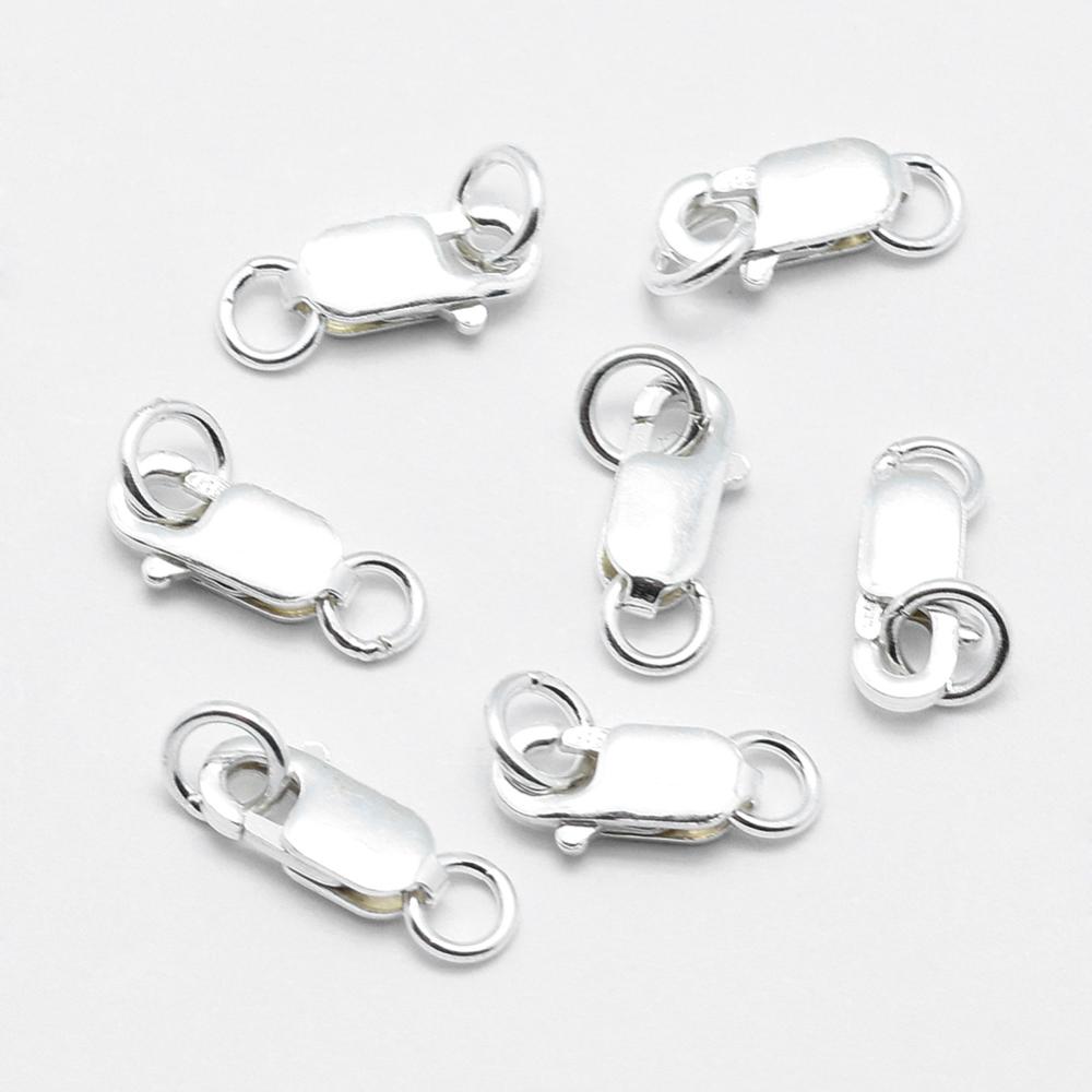 PandaHall 925 Sterling Silver Lobster Claw Clasps, with Jump Rings, Rectangle, Silver, 12mm, Hole: 2.5mm, Clasp: 8x4x2mm Sterling Silver...