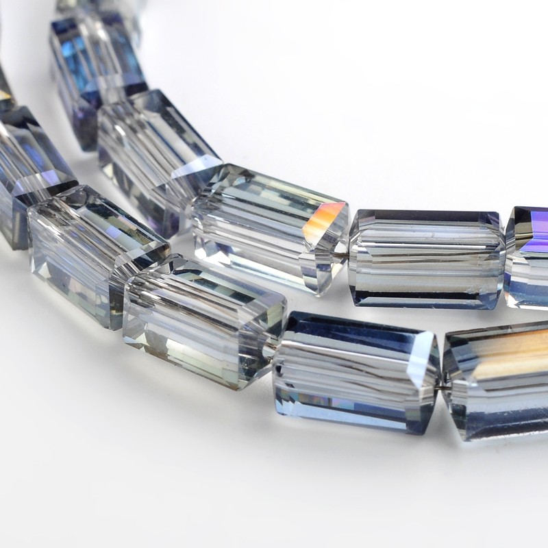 PandaHall Half Rainbow Plated Faceted Cuboid Electroplate Glass Beads Strands, SlateBlue, 8x4x4mm, Hole: 1mm; about 50pcs/strand, 16" Glass...