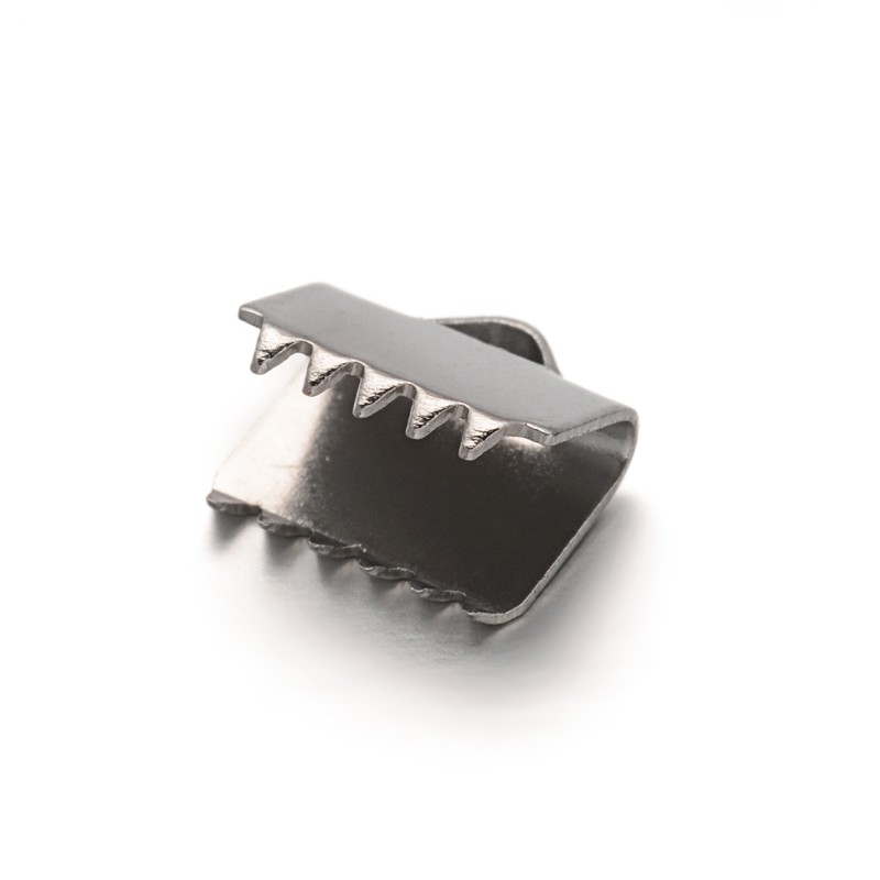 PandaHall 304 Stainless Steel Ribbon Ends, Stainless Steel Color, 8.5x8x5mm, Hole: 3x1.5mm Stainless Steel