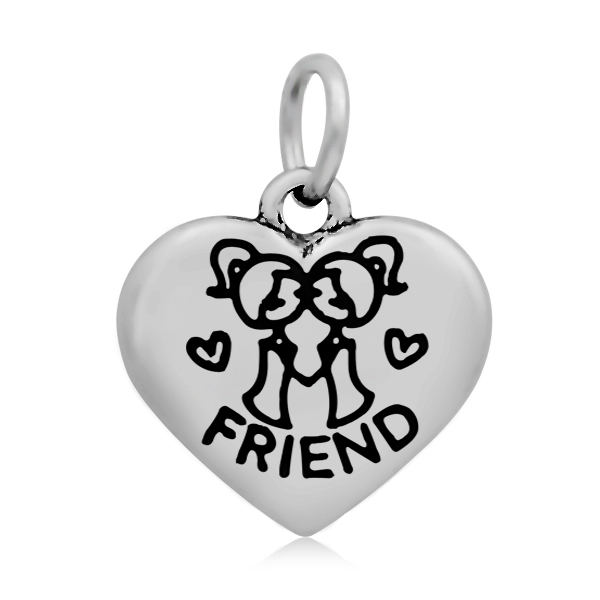 PandaHall 316 Stainless Steel Enamel Pendants, Heart with Word Friend, Stainless Steel Color, 16.5x17x4mm, Hole: 5mm Stainless Steel+Enamel...