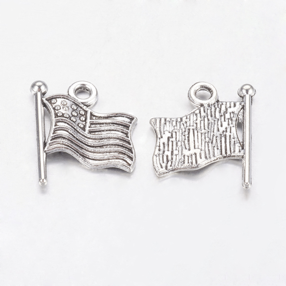PandaHall Tibetan Style Zinc Alloy Flag Pendants, Lead Free & Cadmium Free, Antique Silver, 18x14.6x2mm, Hole: 2mm Alloy Study Supplies