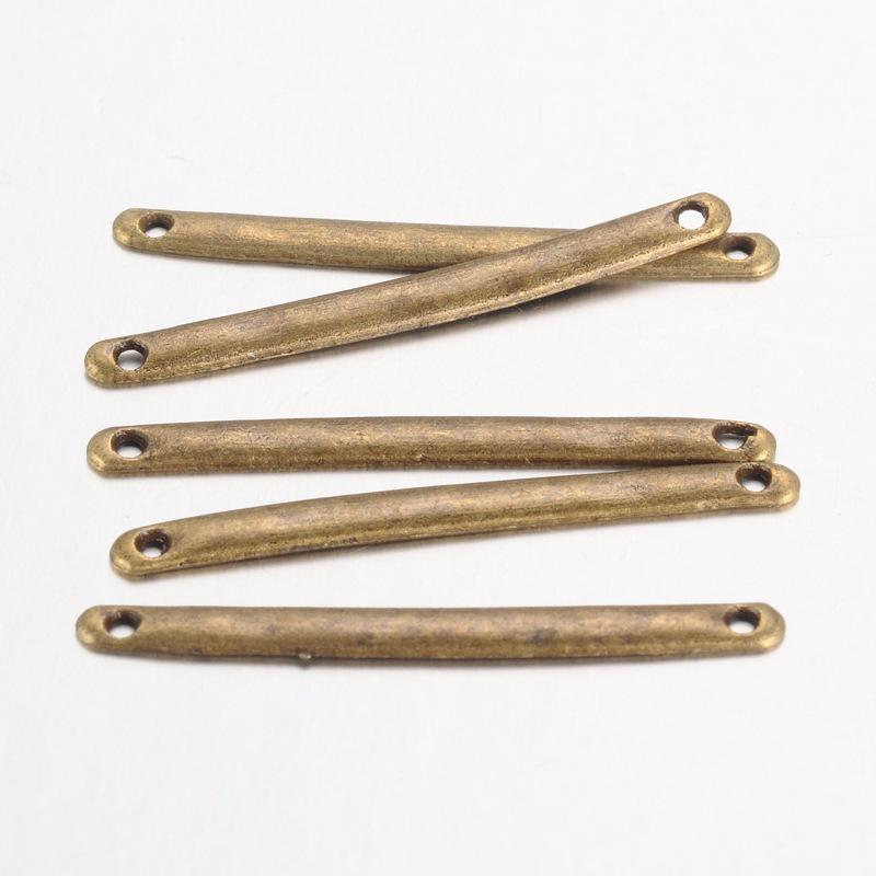PandaHall Tibetan Style Bar Links, for Jewelry Design, Lead Free, Strip, Antique Bronze, 3x33x1mm, Hole: 1mm Alloy Others
