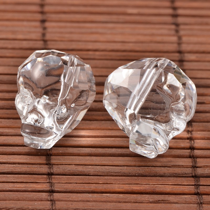 PandaHall Skull Glass Beads, Clear, 20x17x19.5mm, Hole: 2mm Glass Skull Clear