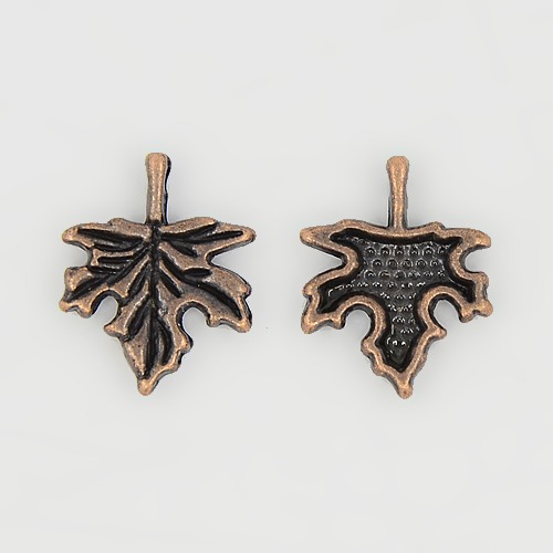 PandaHall Tibetan Style Pendants, Lead Free and Cadmium Free, Maple Leaf, Red Copper, Maple Leaf, 14mm wide, 17mm long, hole: 1.5mm Alloy...