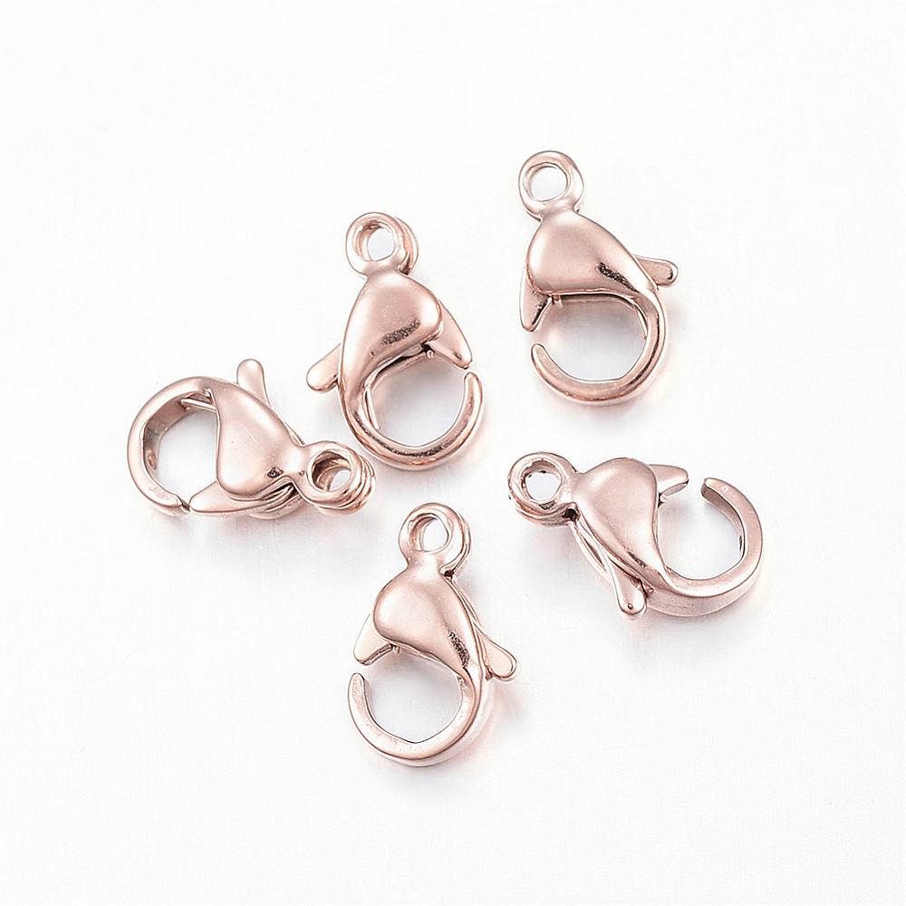 PandaHall 304 Stainless Steel Lobster Claw Clasps, Rose Gold, 9x6x3mm, Hole: 1.2mm Stainless Steel Others
