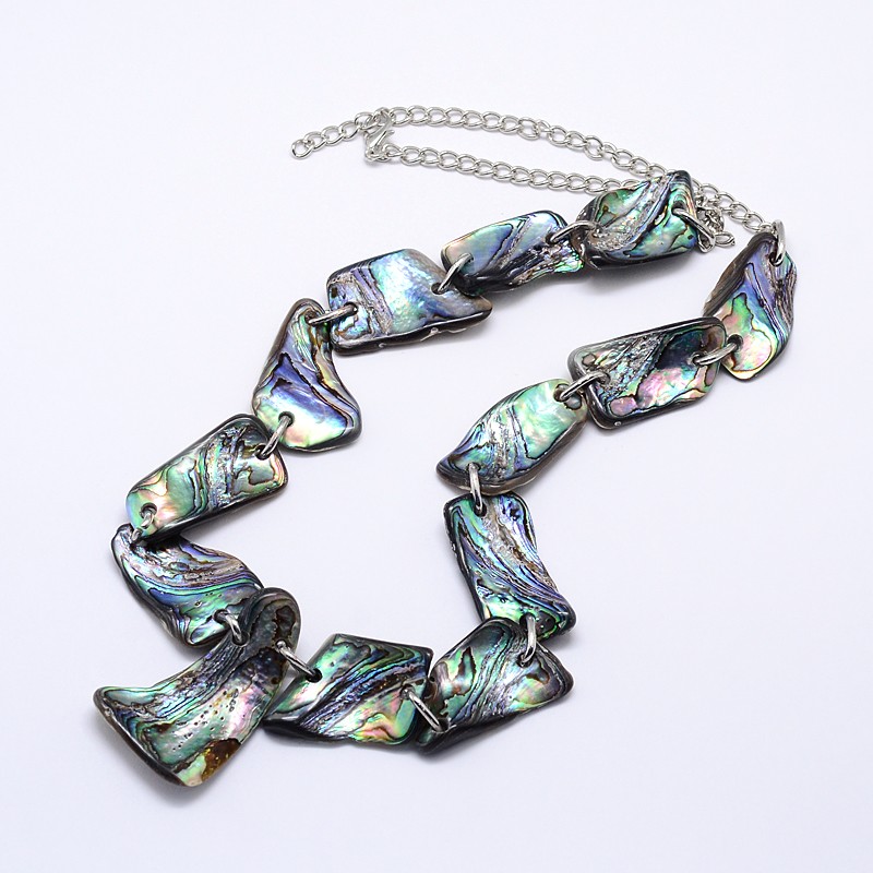 PandaHall Natural Abalone/Paua Shell Pendant Neckalaces, with Brass Lobster Clasps, Colorful, 25" Shell