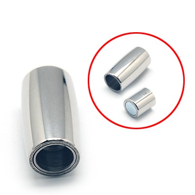 PandaHall 304 Stainless Steel Magnetic Clasps, Column, 304 Stainless Steel, 18x10mm, Hole: 6mm Stainless Steel Column