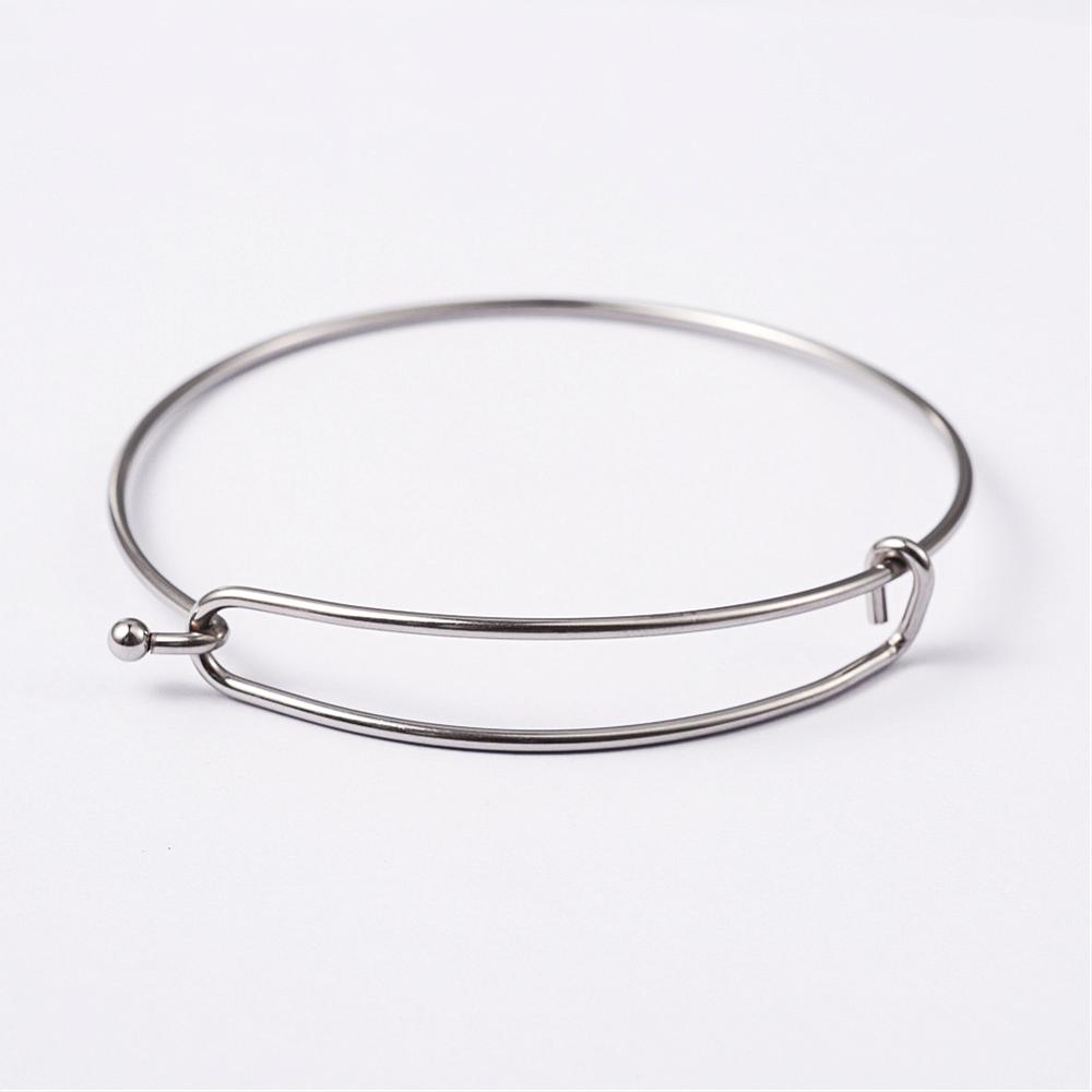 PandaHall 304 Stainless Steel Bangle Making, Stainless Steel Color, 61~62mm Stainless Steel