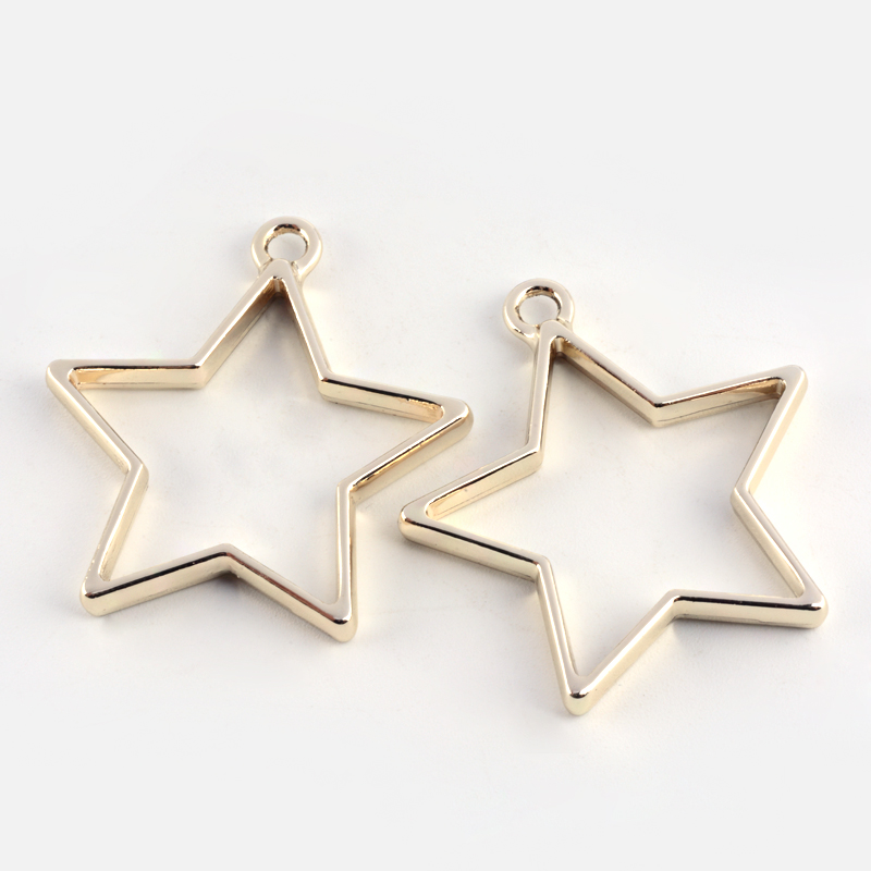 PandaHall Rack Plating Alloy Star Open Back Bezel Pendants, For DIY Resin, Pressed Flower Jewelry, Lead Free & Nickel Free, Golden...