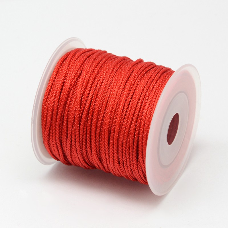 PandaHall Braided Nylon Threads, Red, 2mm; about 23m/roll Nylon Red