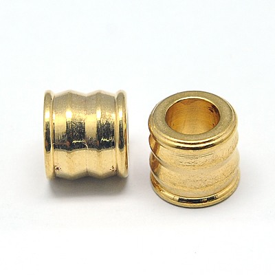 PandaHall 304 Stainless Steel Beads, Column, Golden, 9x10mm, Hole: 6mm Stainless Steel Column