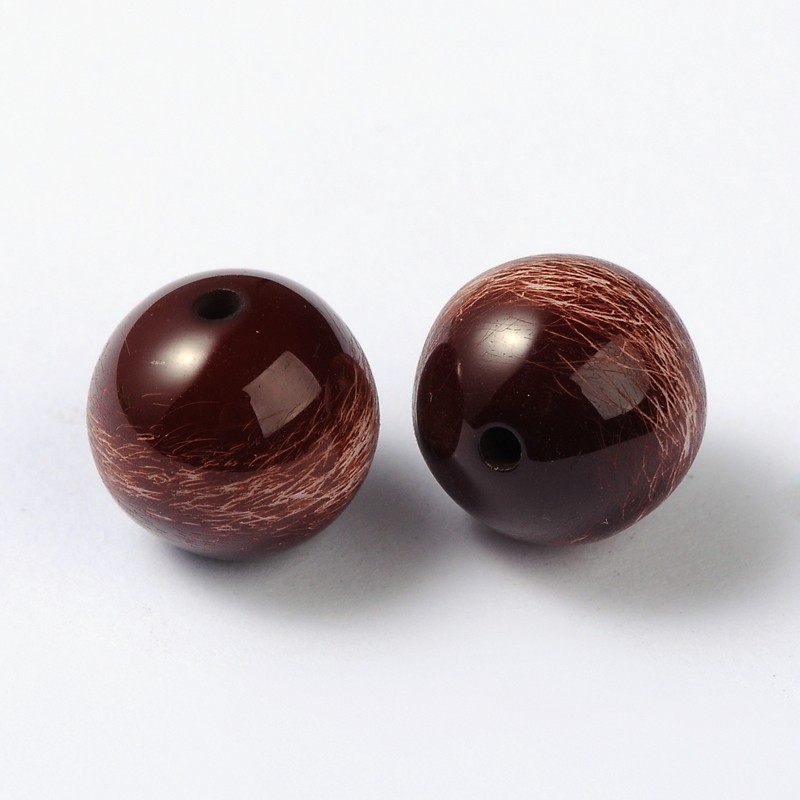 PandaHall Colorful Resin Beads, Round, Sienna, 14mm, Hole: 2mm Resin Round Brown