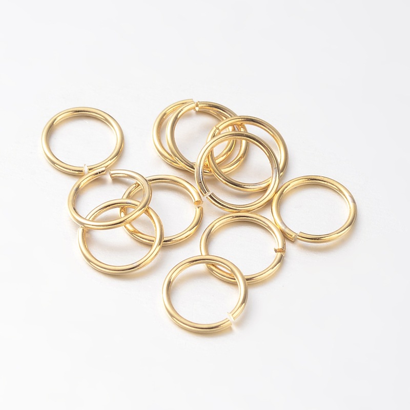 PandaHall Environmental Vacuum Plating & Long-Lasting Plated Brass Open Jump Rings, Golden, 5x0.8mm; about 3.4mm inner diameter Brass Ring