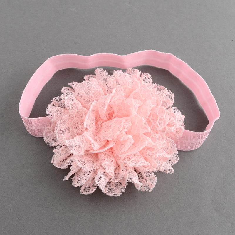 PandaHall Elastic Baby Headbands, with Random Color Elastic Cord, Baby Girl Flower Headbands, Pink, 112mm Cloth Pink