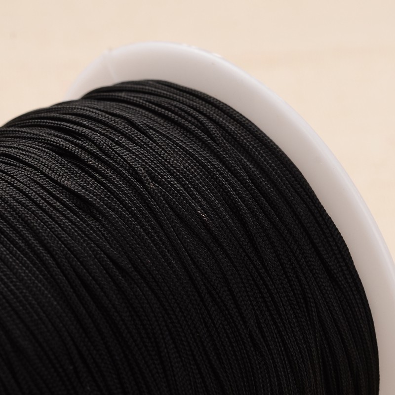 PandaHall Polyester Cord, Black, 1mm, about 300meter/roll Polyester Black