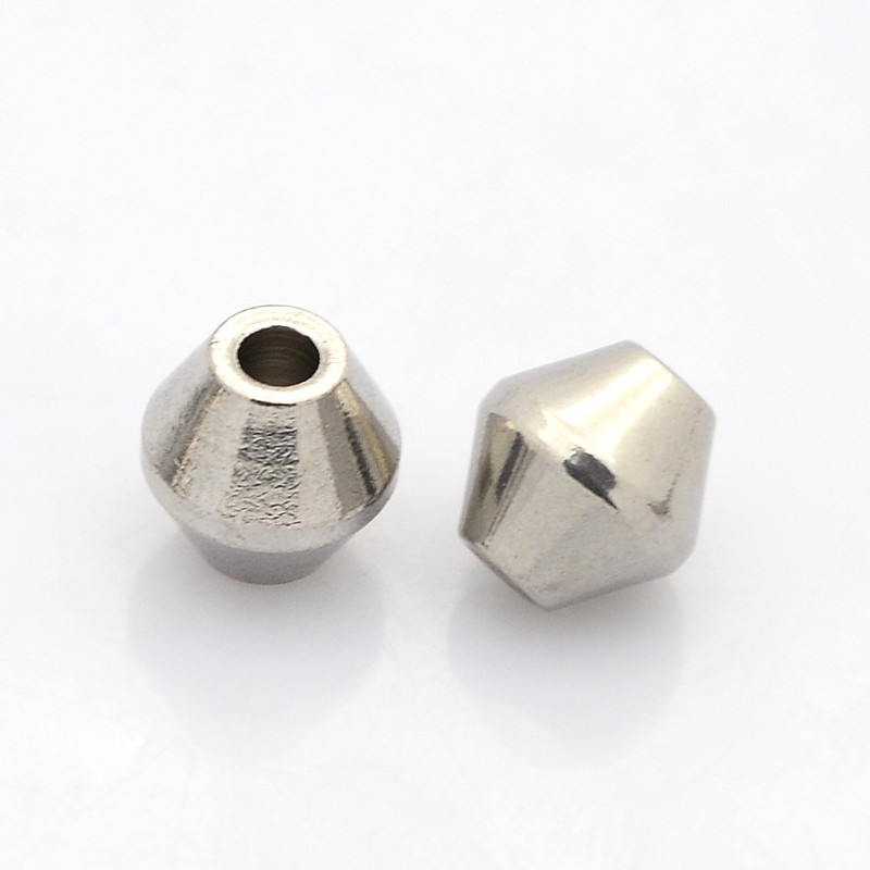 PandaHall Bicone 304 Stainless Steel Beads, Stainless Steel Color, 8x8mm, Hole: 3mm Stainless Steel Bicone