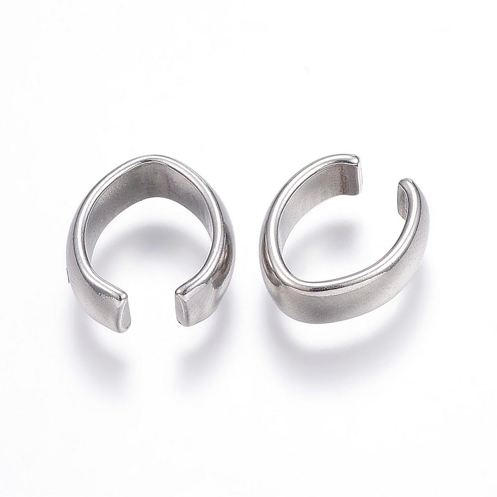 PandaHall 304 Stainless Steel Snap On Bails, Stainless Steel Color, 13x12x4mm; Inner Size: 11x8.5mm Stainless Steel