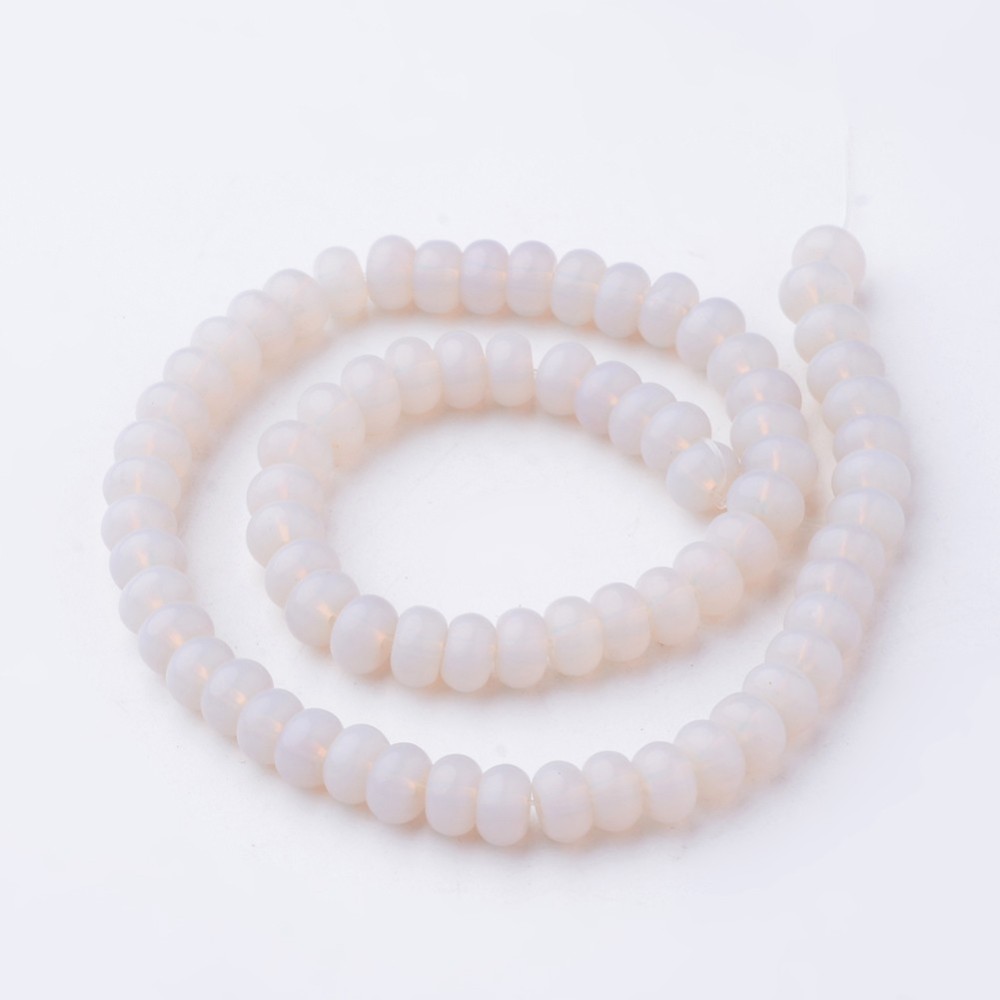 PandaHall Glass Beads Strands, Rondelle, Dyed, AntiqueWhite, 6x4mm, Hole: 1mm; about 71pcs/strand, 10.8" Glass Rondelle Orange