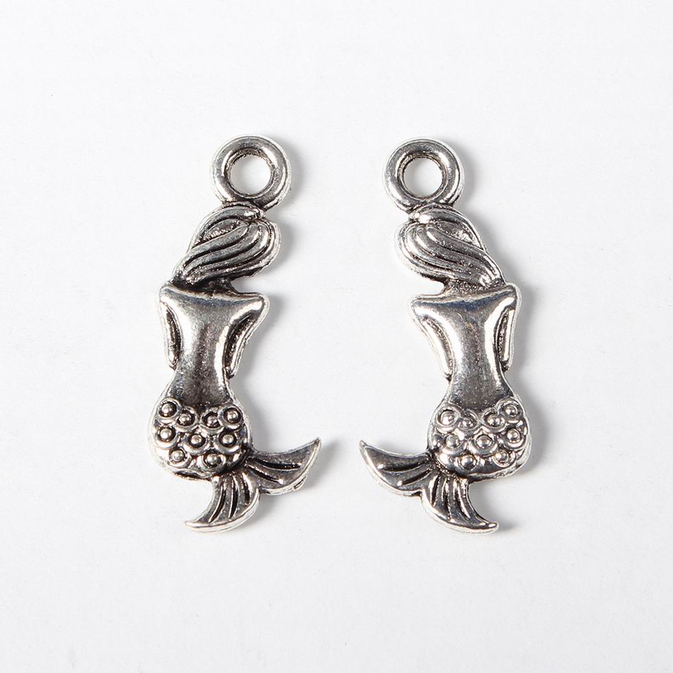 PandaHall Alloy Pendants, Lead Free and Nickel Free, Mermaid, Antique Silver, 20x7x2mm, Hole: 2mm Alloy Human