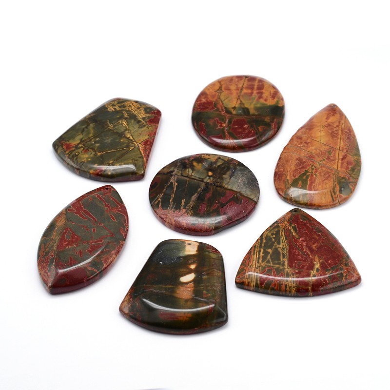 PandaHall Natural Gemstone Pendants, Mixed Shapes, Picasso Stone/Picasso Jasper, 30~61x35~52x5~7mm, Hole: 1.5~2mm Picasso Stone Mixed Shapes