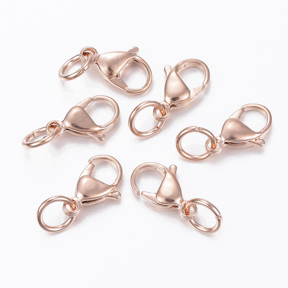 PandaHall 304 Stainless Steel Lobster Claw Clasps, Rose Gold, 15x9.5x4.5mm, Hole: 6mm Stainless Steel Others