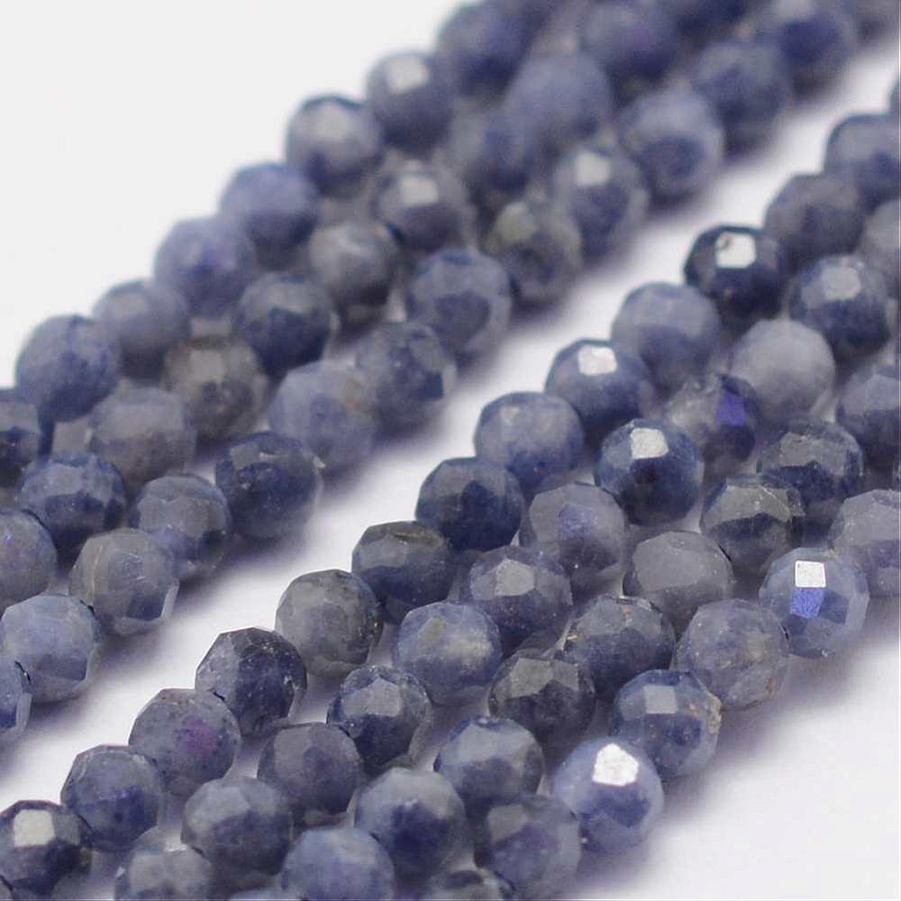 PandaHall Natural Sapphire Gemstone Beads Strands, Faceted, Round, Grade A, 2mm, Hole: 0.5mm; about 178pcs/strand, 15.3''(39cm) Others Round...