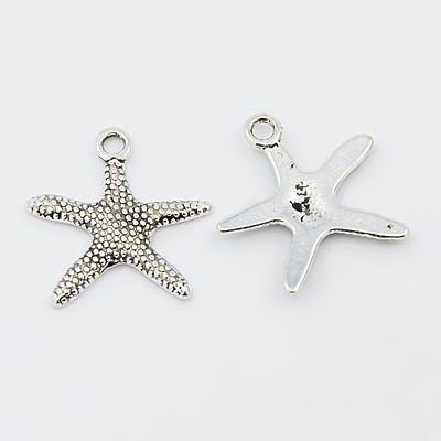 PandaHall Vintage Antique Silver Tone Tibetan Style Starfish Pendants, Lead Free & Nickel Free & Cadmium Free, 19.5x19x2mm, Hole: 2mm Alloy...