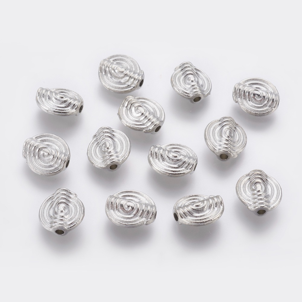 PandaHall Tibetan Style Alloy Beads, Flat Round, Platinum, Lead Free and Cadmium Free and Nickel Free; 11x10x3.5mm, Hole: 1.8mm Alloy Flat...