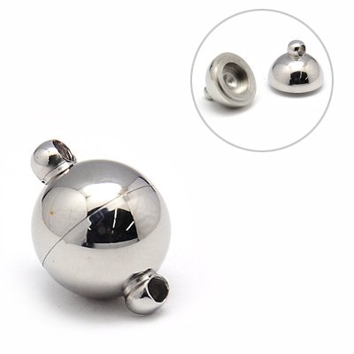 PandaHall 304 Stainless Steel Magnetic Clasps, Round, 21x13.5mm, Hole: 2mm Stainless Steel Round