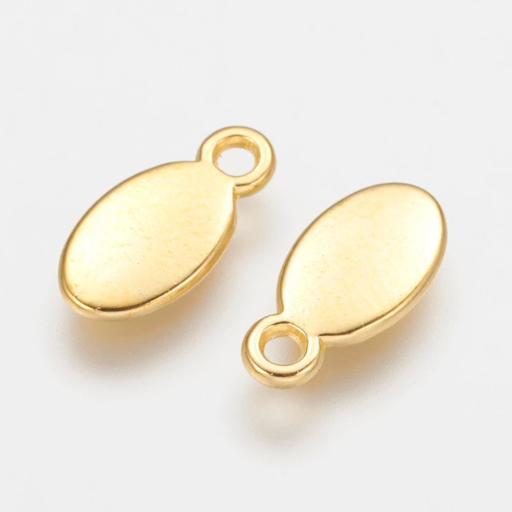 PandaHall Oval Alloy Charms, Cadmium Free & Nickel Free & Lead Free, Golden, 12x6x1.5mm, Hole: 1.5mm Alloy Oval