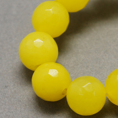 PandaHall Natural Jade Bead Strands, Dyed, Faceted, Round, Gold, 8mm; Hole: 1mm, about 48pcs/strand, 14.9" Other Jade Round Gold