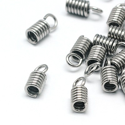 PandaHall 304 Stainless Steel Terminators, Cord Coil, 7x3mm, Hole: 2mm Stainless Steel