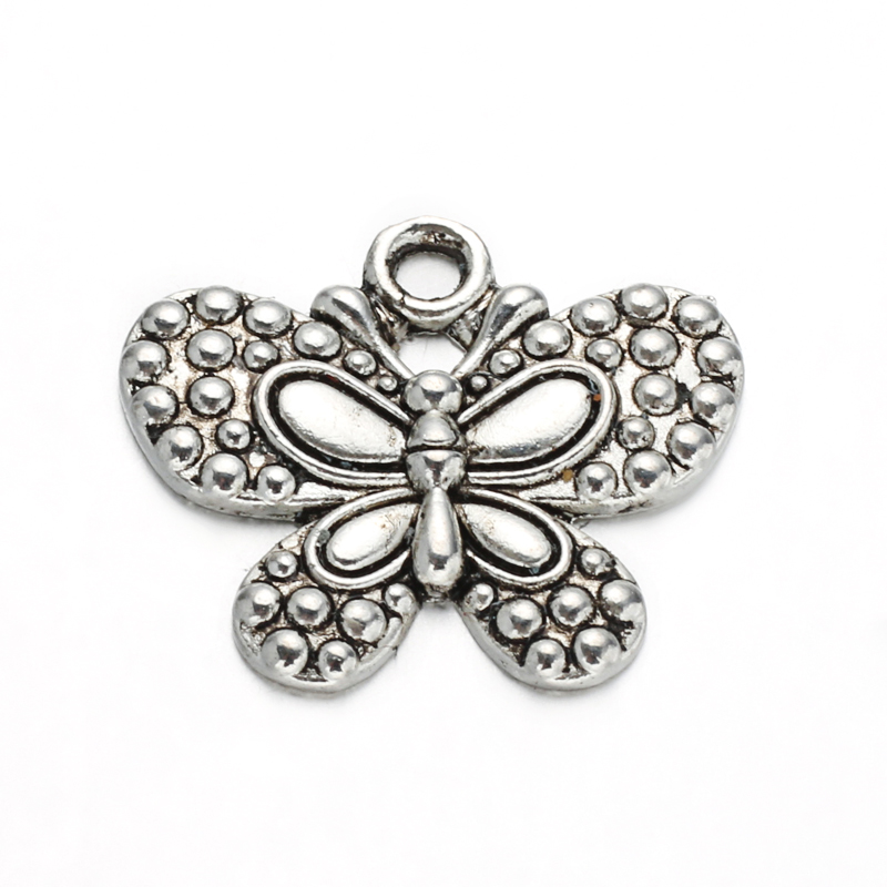 PandaHall Butterfly Tibetan Style Alloy Pendants, Cadmium Free & Lead Free, Antique Silver, 21x24.5x2mm, Hole: 2.5mm Alloy Butterfly