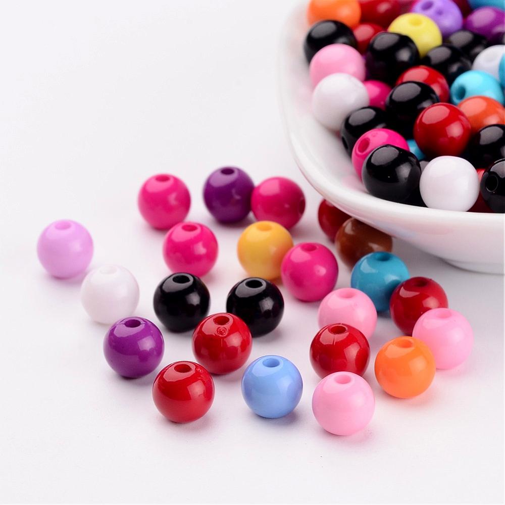 PandaHall Solid Chunky Acrylic Ball Beads, Round, Mixed Color, 8mm, Hole: 2mm Acrylic Round Multicolor