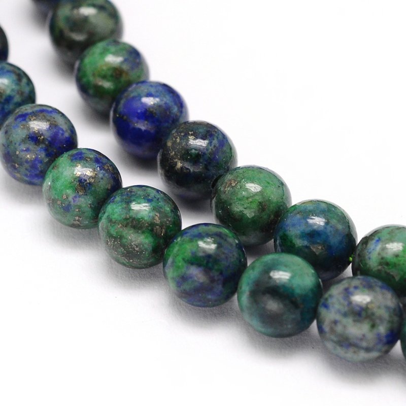 PandaHall Natural Chrysocolla and Lapis Lazuli Beads Strands, Dyed, Round, 10mm, Hole: 1mm; about 38pcs/strand, 15.5" Chrysocolla and Lapis...