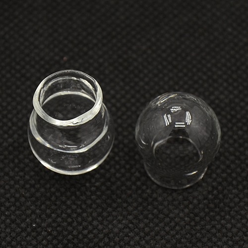 PandaHall Handmade Blown Glass Globe Beads, Half Drilled, Glass Dome, Round, Clear, 20x18mm, Hole: 10mm Glass Round Clear