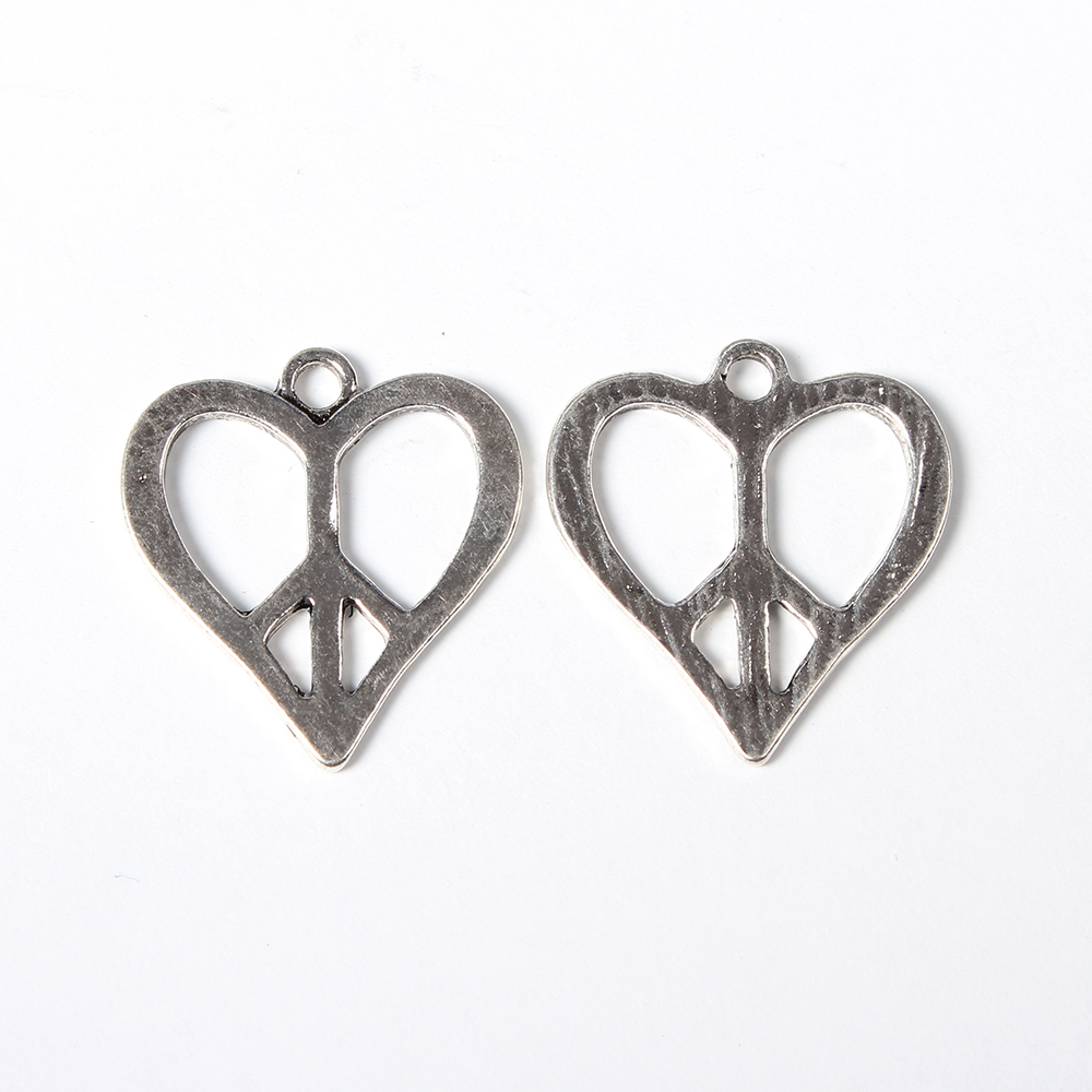 PandaHall Tibetan Style Pendants, Lead Free and Nickel Free, Heart, Antique Silver, 22x20x1.5mm, Hole: 2mm Alloy Heart