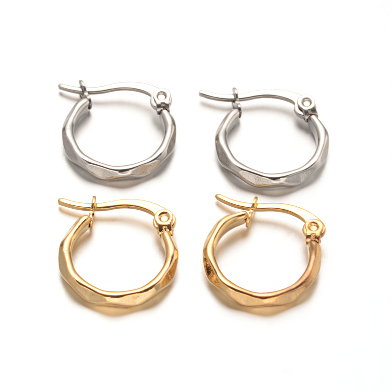PandaHall 304 Stainless Steel Hoop Earrings, Mixed Color, 16x15x2.5mm, Pin: 1mm Stainless Steel