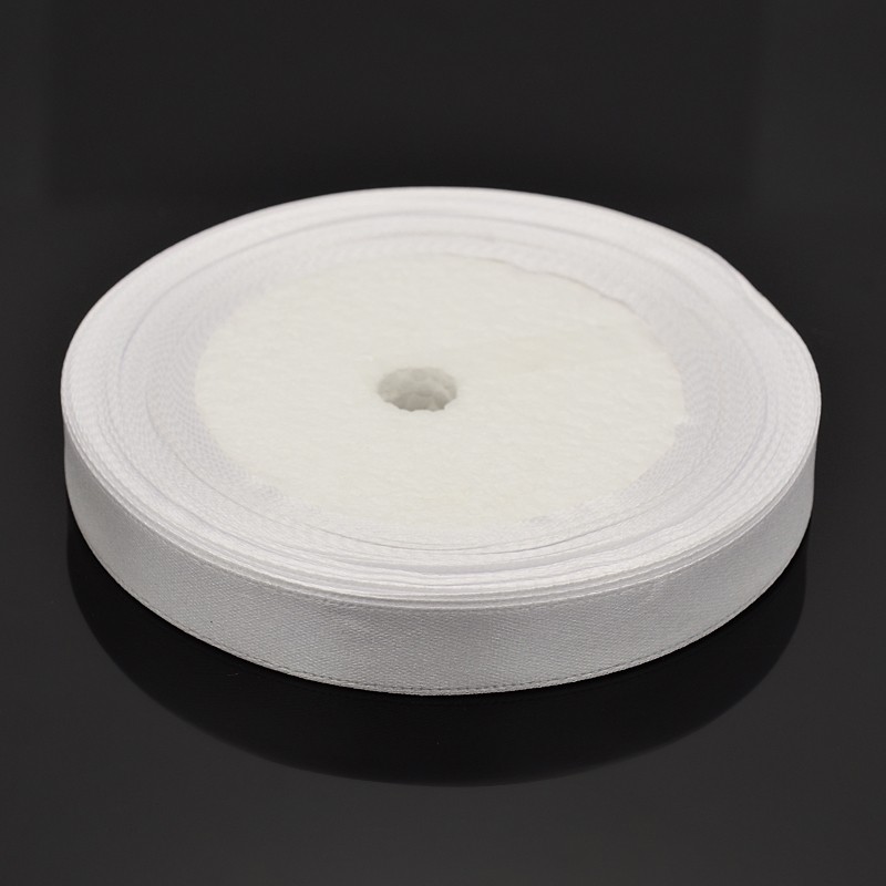 PandaHall White Satin Ribbon, about 1/2"(12mm) wide, 25yards/roll(22.86m/roll) Polyester White