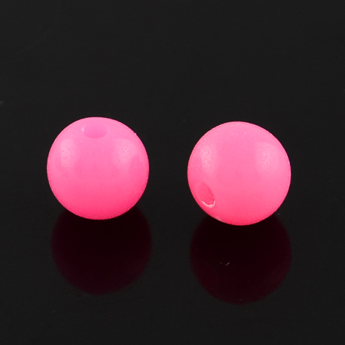 PandaHall Fluorescent Acrylic Beads, Round, HotPink, 8mm, Hole: 1.5mm Acrylic Round Pink