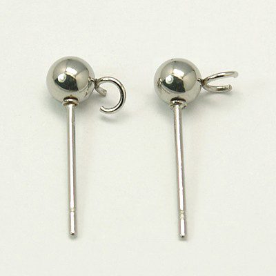 PandaHall 304 Stainless Steel Stud Earring Findings, 16x6mm, Hole: 2mm, Pin: 0.8mm Stainless Steel