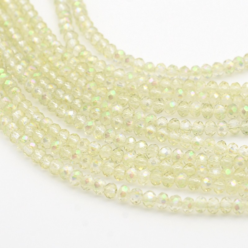 PandaHall Electroplate Glass Beads Strands, Faceted Rondelle, Colorful, 3x2mm, Hole: 1mm; about 100pcs/strand, 10" Glass Rondelle