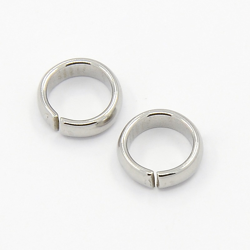 PandaHall 304 Stainless Steel Jump Rings, Closed but Unsoldered, Stainless Steel Color, 7x2.5mm, Hole: 5mm; about 2mm inner diameter...