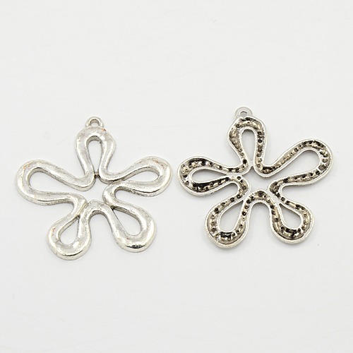 PandaHall Tibetan Antique Silver Metal Alloy Flower Pendants, Lead Free and Cadmium Free & Nickel Free, 40x40x2mm, Hole: 2mm Alloy Flower