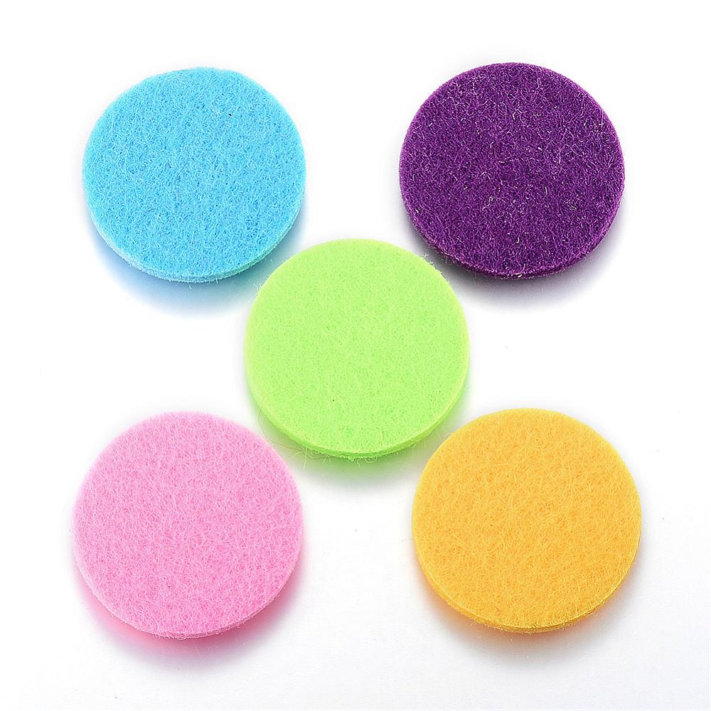 PandaHall Fibre Perfume Pads, Essential Oils Diffuser Locket Pads, Flat Round, Mixed Color, 30x3mm Fibre Multicolor