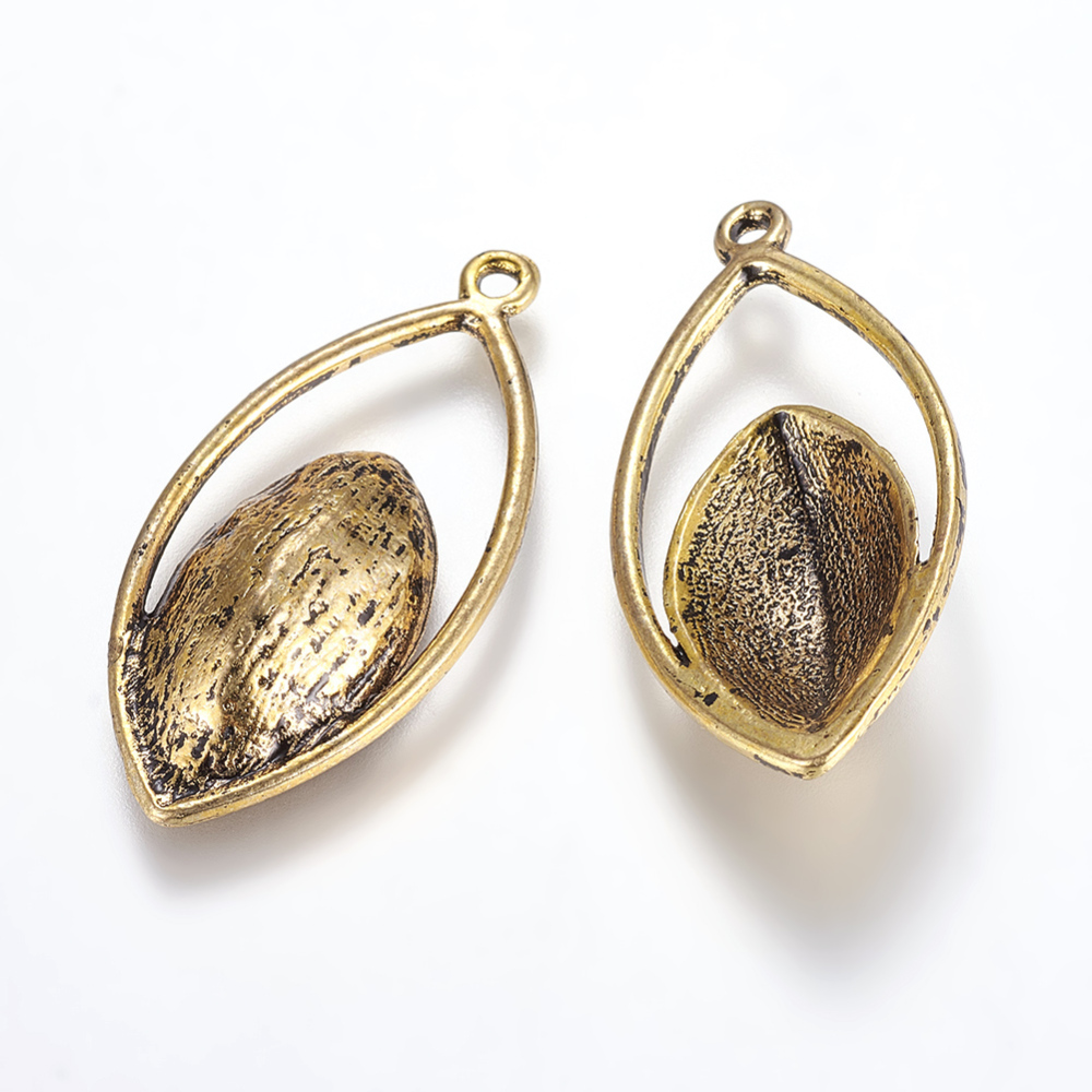 PandaHall Alloy Metal Pendant Horse Eye Pointed Back Rhinestone Settings, Antique Golden, Lead Free & Nickel Free; Tray: 21x10mm; 37x19x5mm...